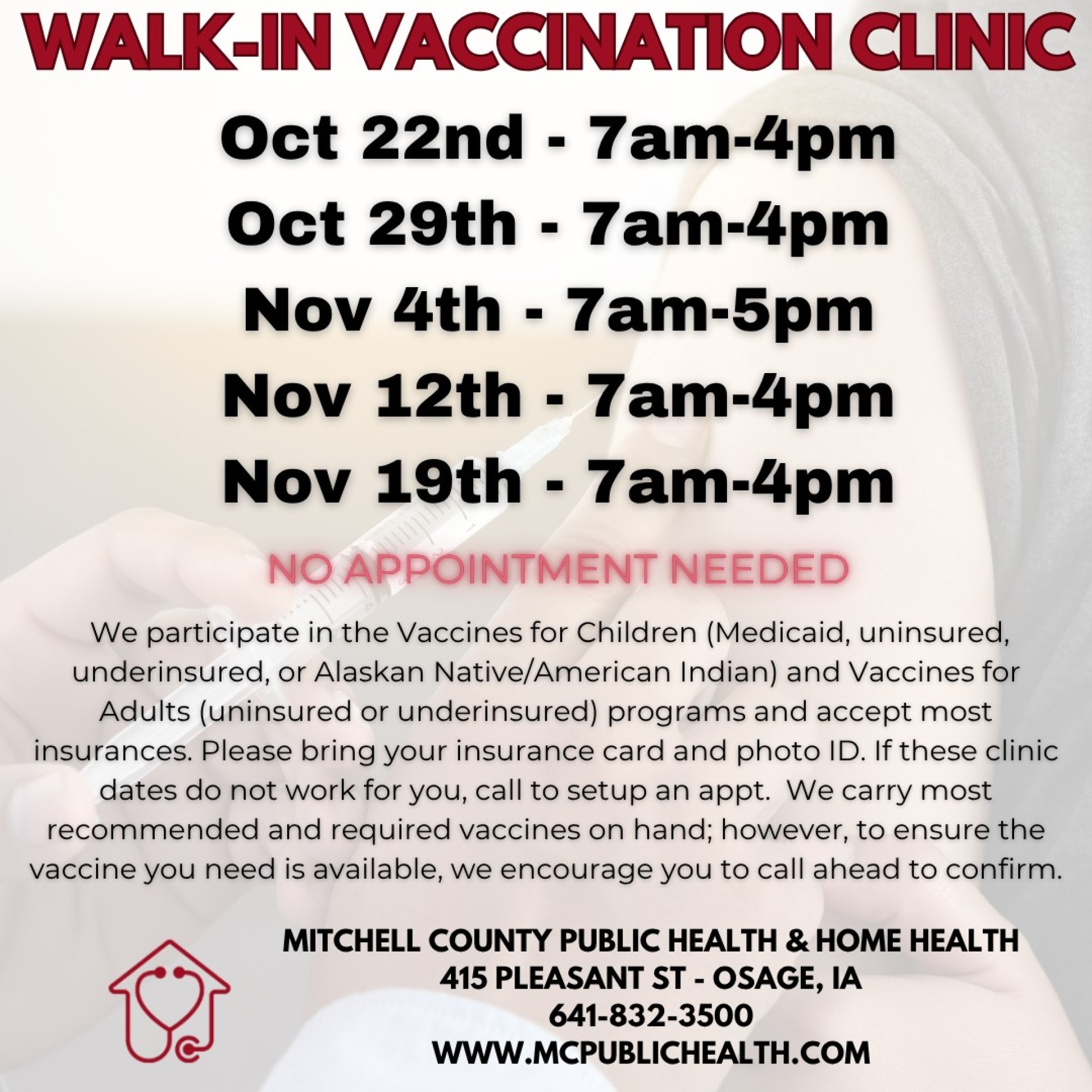 Walkin Vaccination Clinic